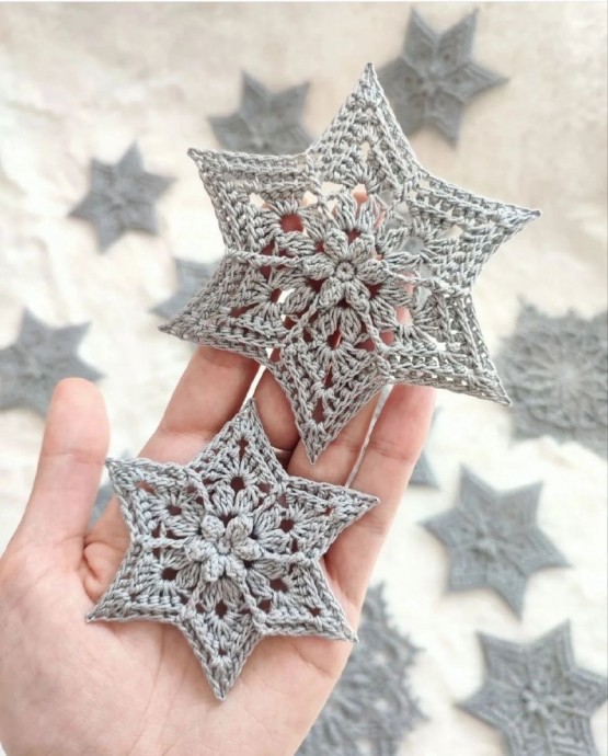 Снежинки крючком