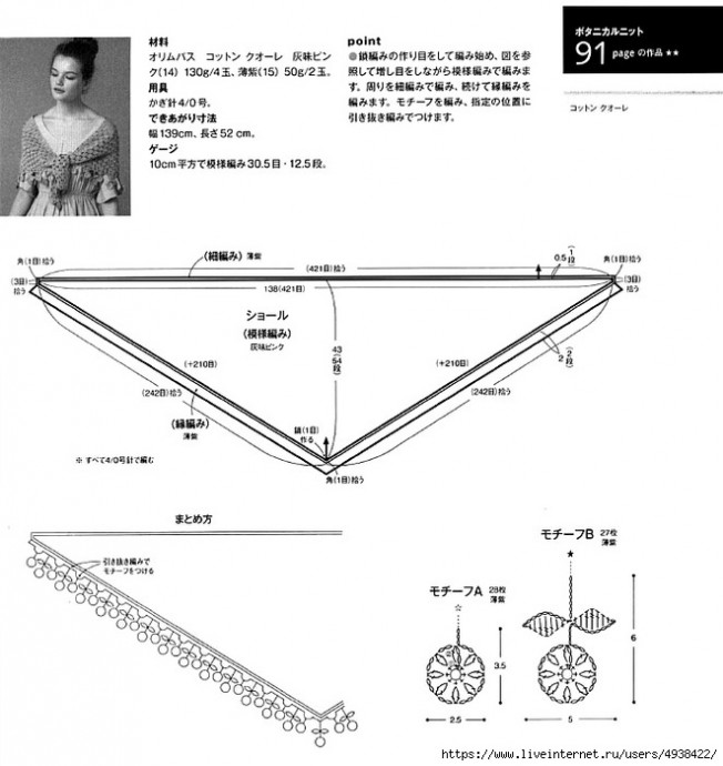 Нежная шаль KEIKO OKAMOTO, вяжем крючком Нежная шаль KEIKO OKAMOTO, вяжем крючком