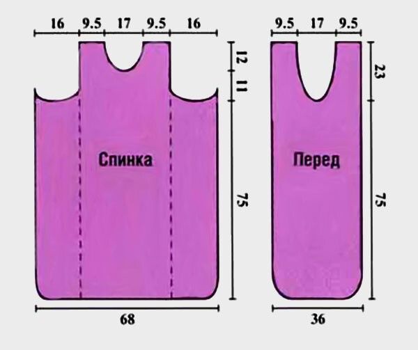 Элегантный сарафан спицами, украшенный пуговицами Элегантный сарафан спицами, украшенный пуговицами